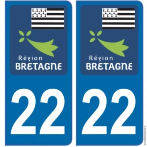 immatriculation Bretagne cotes d'Armor département 22 pour plaque Auto - 2 stickers/Autocollants 21122018