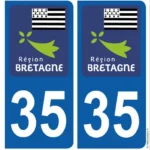 immatriculation Bretagne Ile et Vilaine département Auto 35 pour plaque - 2 stickers/Autocollants 27122018c