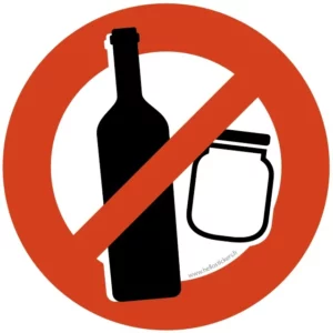 picto verre bouteille bocal interdit pour poubelle sticker autocollant - 300523