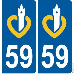 autocollant département 59 avec logo officiel région Nord Pas de Calais stickers pour plaque immatriculation - 060623