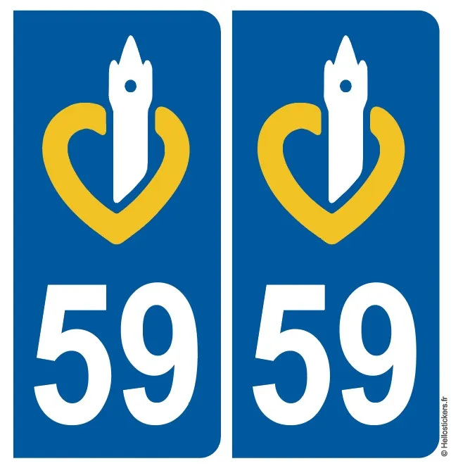 autocollant département 59 avec logo officiel région Nord Pas de Calais  stickers pour plaque immatriculation - 060623 - happystickers