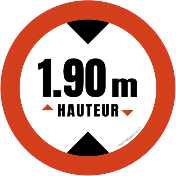 hauteur de passage maximum 1m90 sticker-autocollant