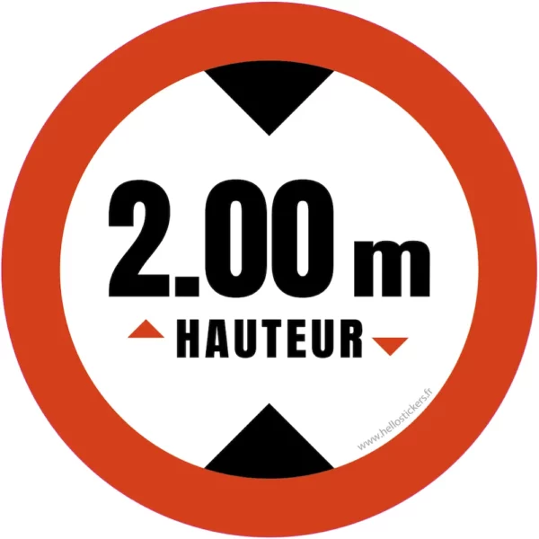 hauteur de passage maximum 2m sticker-autocollant