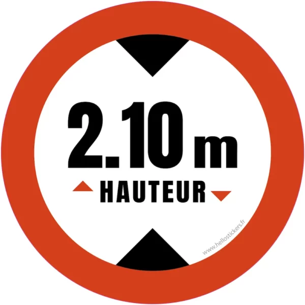 hauteur de passage maximum 2m10 sticker-autocollant