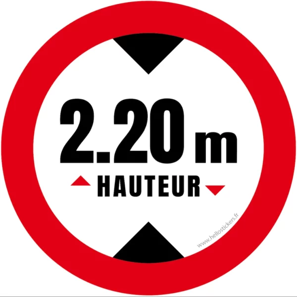 hauteur de passage maximum 2m20 sticker-autocollant