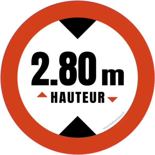 hauteur de passage maximum 2m80 sticker-autocollant