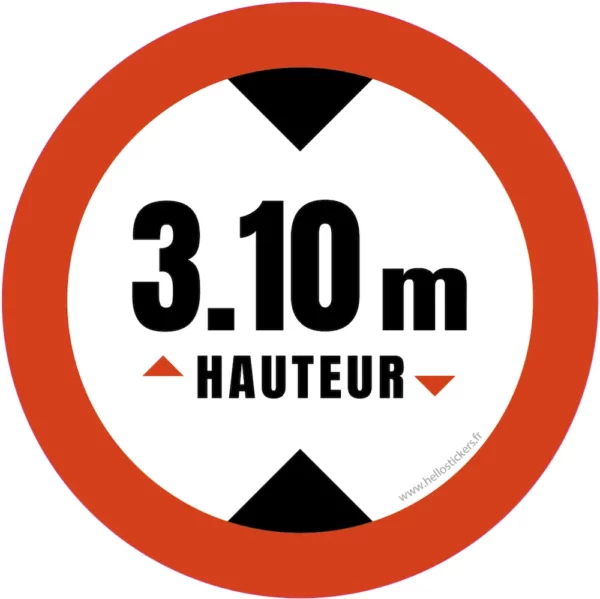 hauteur de passage maximum 3m10 sticker-autocollant