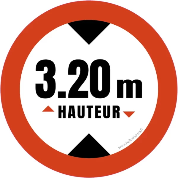 hauteur de passage maximum 3m20 sticker-autocollant