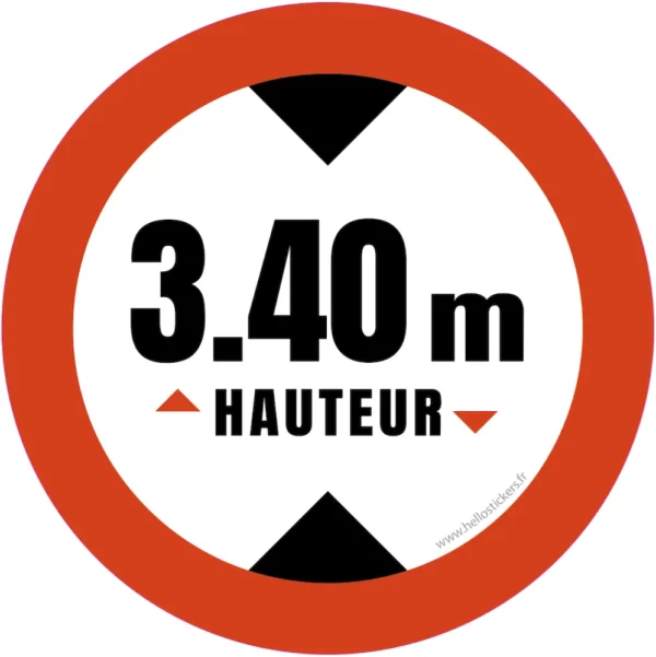 hauteur de passage maximum 3m40 sticker-autocollant