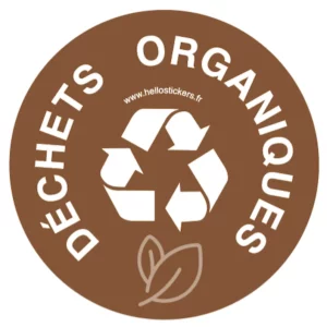 Sticker recyclage déchets organiques marron - Sticker autocollant 100424C