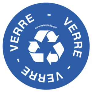 Sticker recyclage verre, bouteilles bleu - Sticker-autocollant 100424B
